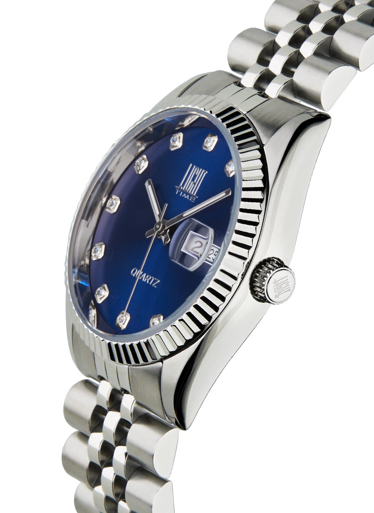 Orologio Light Time Timeless Colors L225S-BL - donna quarzo cassa bracciale acciaio quadrante blu con strass datario 36mm 5ATM - Dettaglio