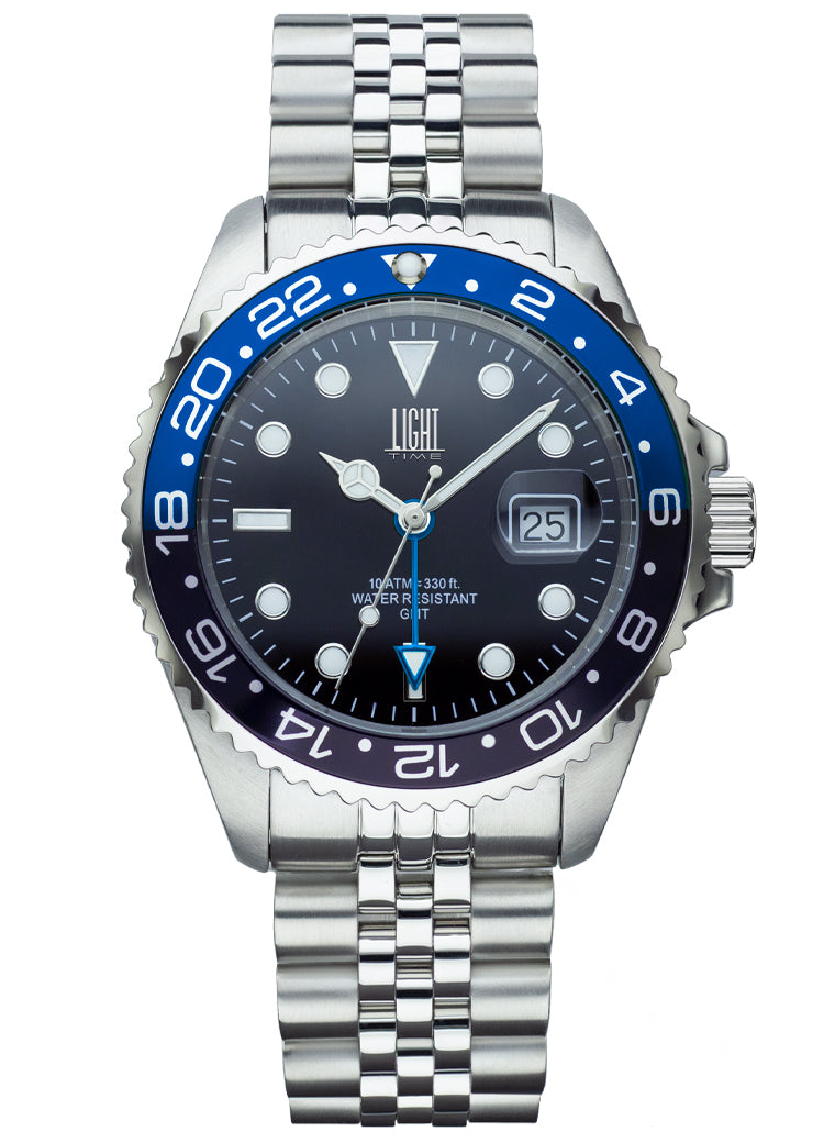 Orologio Light Time Timeless Sport GMT L247B - Quarzo Ronda GMT, cassa e bracciale acciaio, 40mm, 10ATM - Frontale