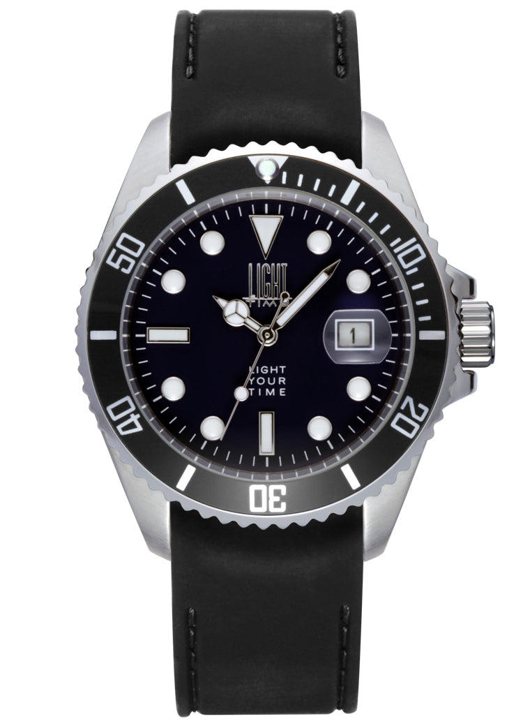 Orologio Light Time Timeless Sport L233SA - Sub quarzo Miyota, cassa acciaio, cinturino silicone, fondello a vite, 40mm, 10ATM - Frontale