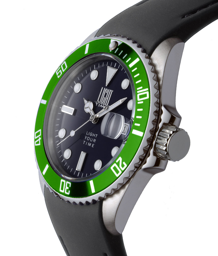 Orologio Light Time Timeless Sport L233SC - Sub quarzo Miyota, cassa acciaio, cinturino silicone, fondello a vite, 40mm, 10ATM - Laterale