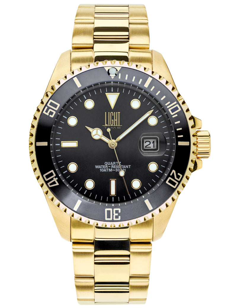 Orologio Light Time Timeless Sport L245A - Sub gold quarzo Miyota, cassa e bracciale acciaio, fondello a vite, 40mm, 10ATM - Frontale