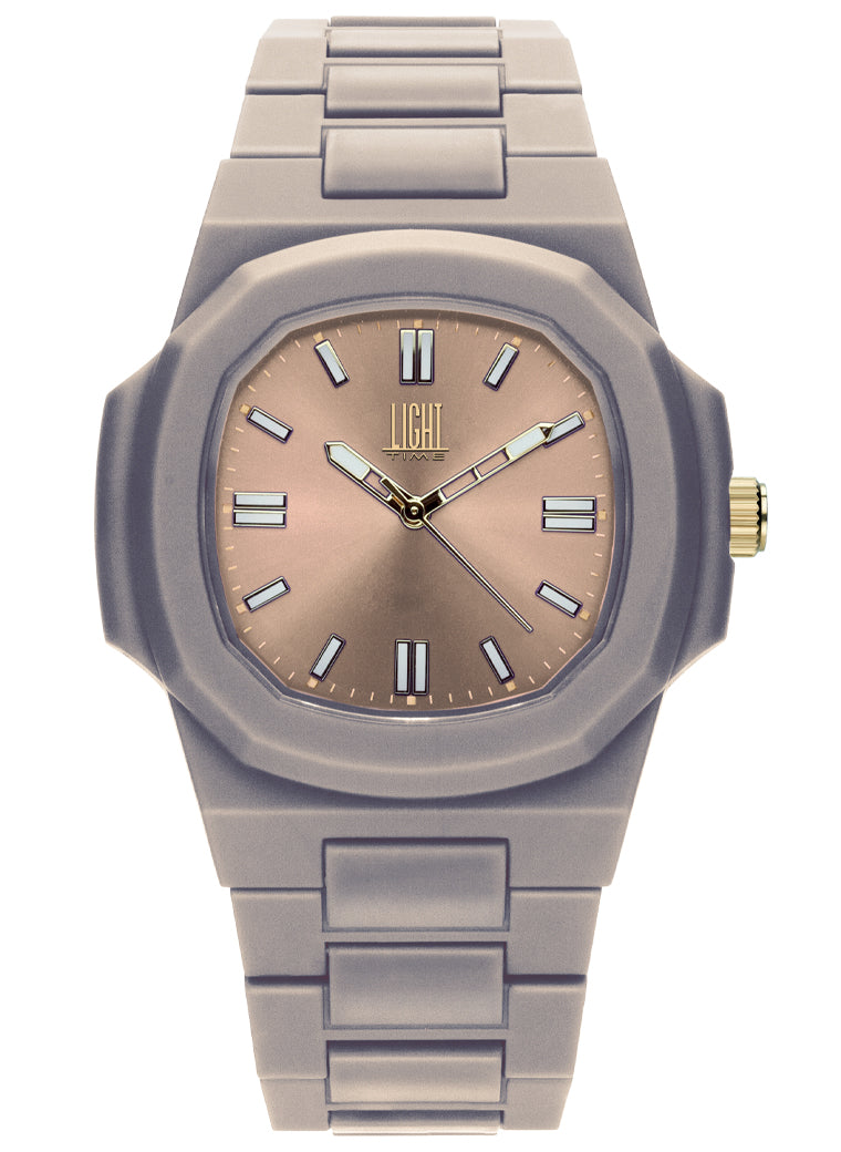 Orologio Light Time Velvet L511-BE - Quarzo Miyota, cassa policarbonato tortora, quadrante tortora sunrise, 38x42mm - Frontale
