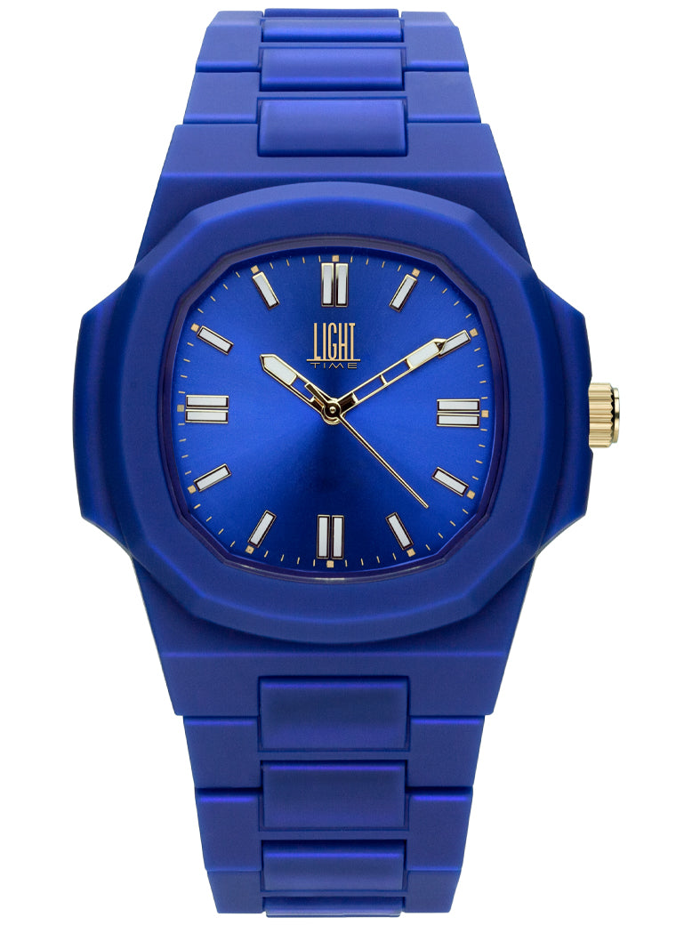 Orologio Light Time Velvet L511-BL - Quarzo Miyota, cassa policarbonato blu, quadrante blu sunrise, 38x42mm - Frontale