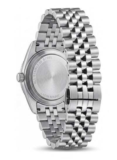 Orologio Light Time Aurora Jubilee L804S-C-RO Rosa 35 mm - unisex quarzo lunetta zigrinata bracciale jubilee quadrante rosa datario 10ATM - Posteriore
