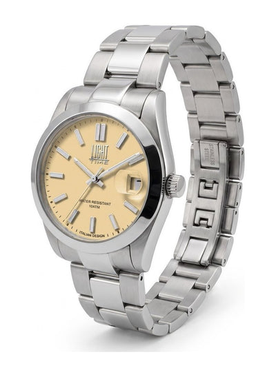 Orologio Light Time Aurora L802S-C-GI Giallo 35 mm - unisex quarzo lunetta liscia bracciale acciaio quadrante giallo datario 10ATM - Lato