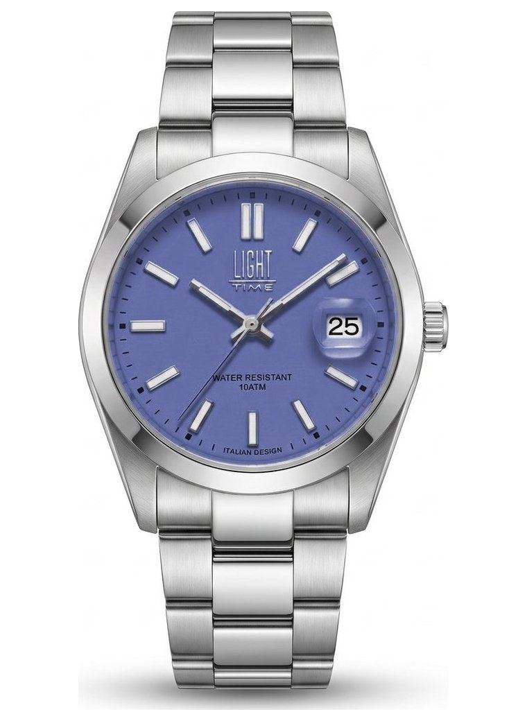 Orologio Light Time Aurora L802S-C-LI Lilla 35 mm - unisex quarzo lunetta liscia bracciale acciaio quadrante lilla datario 10ATM - Frontale