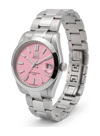 Orologio Light Time Aurora L802S-C-RO Rosa 35 mm - unisex quarzo lunetta liscia bracciale acciaio quadrante rosa datario 10ATM - Lato