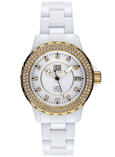 Orologio donna Light Time Black or White L073B cassa policarbonato 36mm ghiera con strass