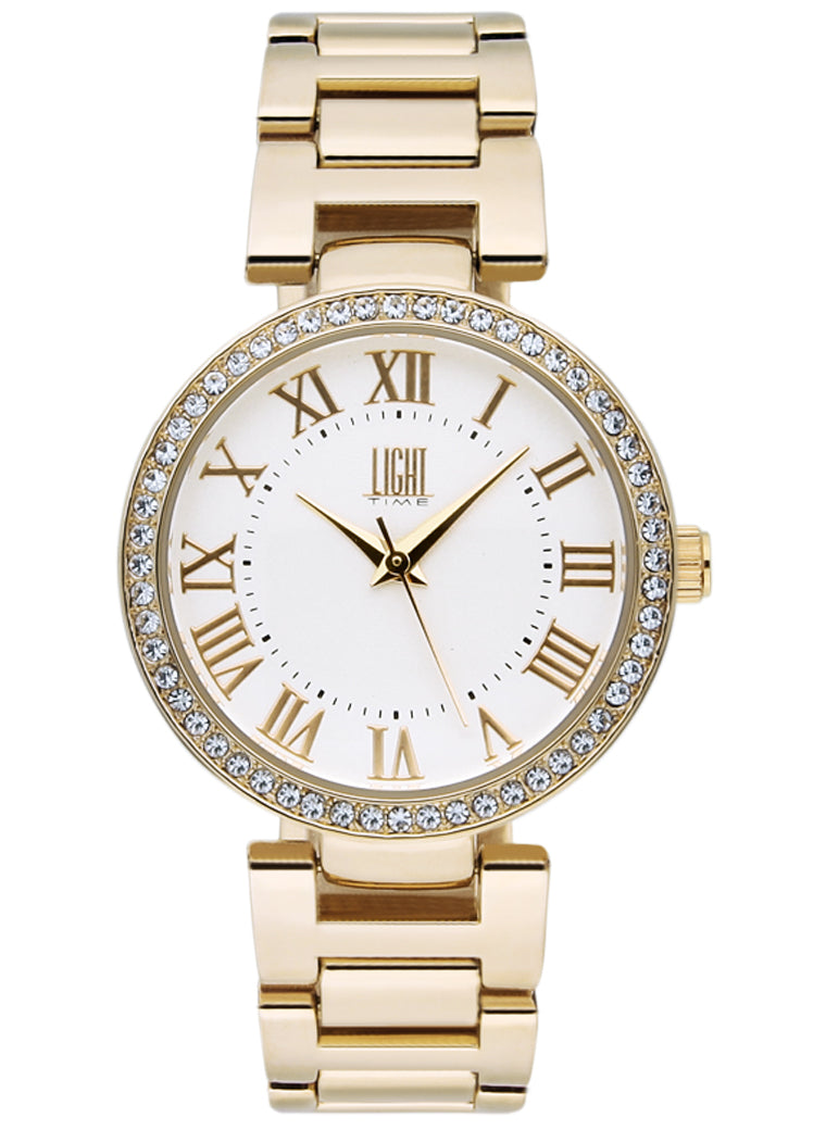 Orologio Light Time Cortina L215-B - Donna, quarzo Myota, cassa metallo con strass, bracciale metallo, 33mm - Frontale