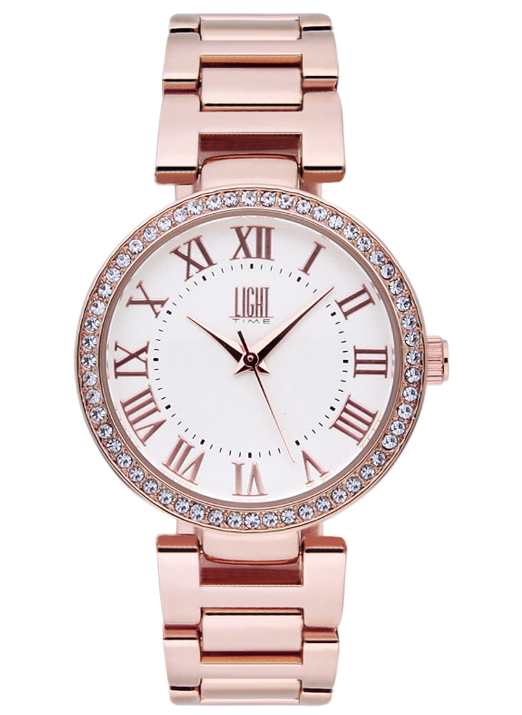 Orologio Light Time Cortina L215-C - Donna, quarzo Myota, cassa metallo con strass, bracciale metallo, 33mm - Frontale
