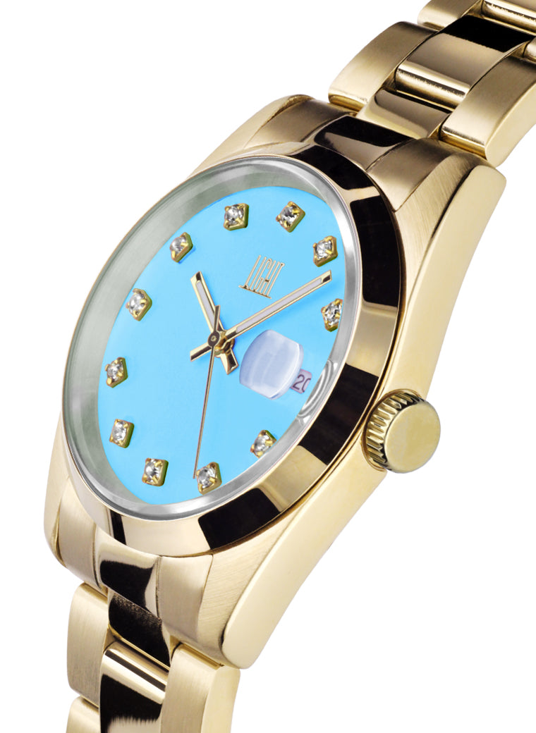 Orologio Light Time Cuba L195GS-C-AZ - orologio donna cassa acciaio, cinturino acciaio, quadrante con strass, diametro 36mm, datario ore 15 - Laterale