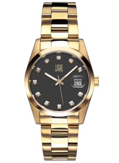 Orologio Light Time Cuba L195GS-C-NE - orologio donna cassa acciaio, cinturino acciaio, quadrante con strass, diametro 36mm, datario ore 15 - Frontale