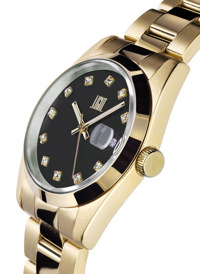Orologio Light Time Cuba L195GS-C-NE - orologio donna cassa acciaio, cinturino acciaio, quadrante con strass, diametro 36mm, datario ore 15 - Laterale