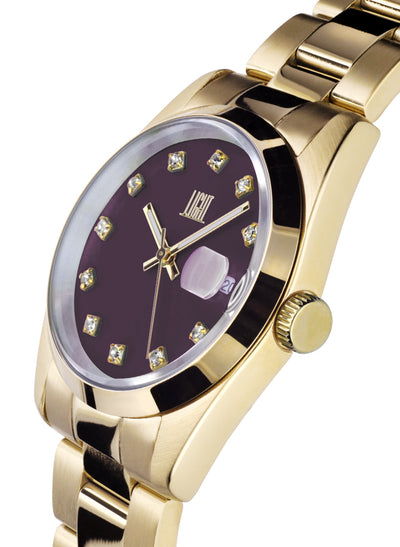 Orologio Light Time Cuba L195GS-C-PR - orologio donna cassa acciaio, cinturino acciaio, quadrante con strass, diametro 36mm, datario ore 15 - Laterale