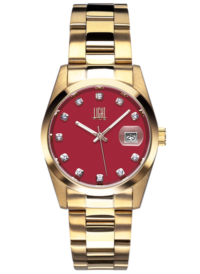 Orologio Light Time Cuba L195GS-C-RU - orologio donna cassa acciaio, cinturino acciaio, quadrante con strass, diametro 36mm, datario ore 15 - Frontale