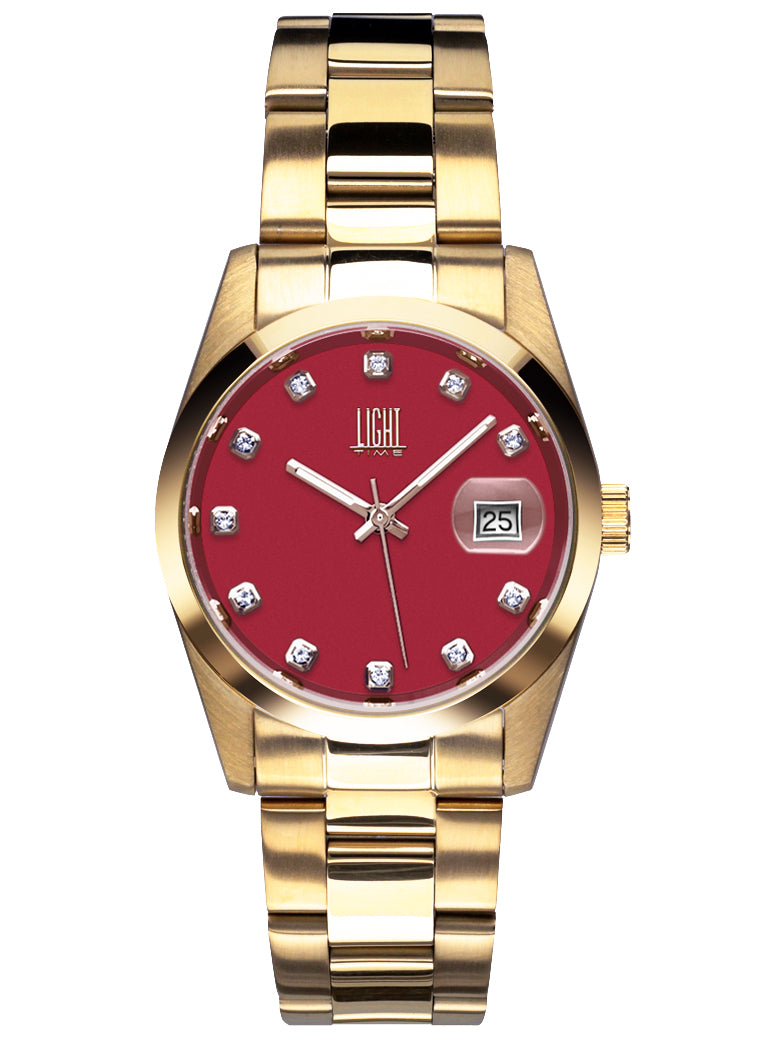 Orologio Light Time Cuba L195GS-C-RU - orologio donna cassa acciaio, cinturino acciaio, quadrante con strass, diametro 36mm, datario ore 15 - Frontale