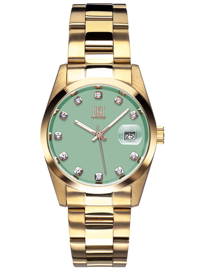 Orologio Light Time Cuba L195GS-C-TIF - orologio donna cassa acciaio, cinturino acciaio, quadrante con strass, diametro 36mm, datario ore 15 - Frontale