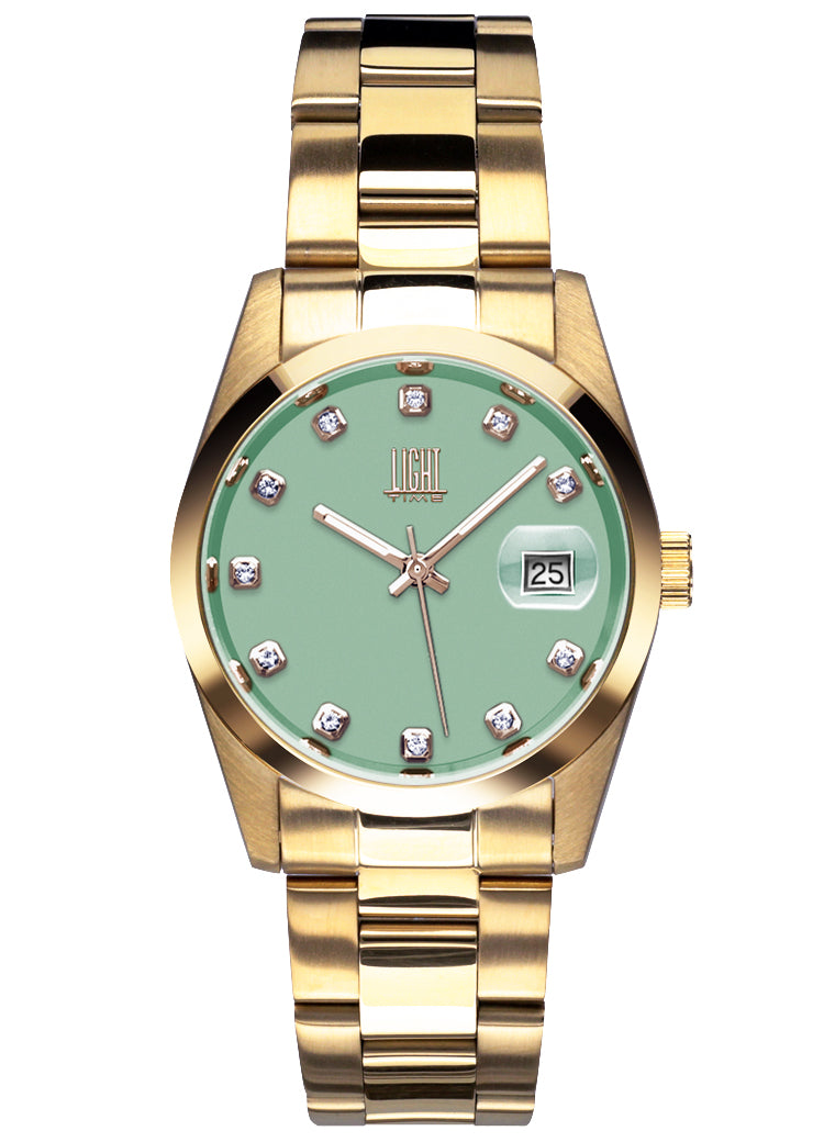 Orologio Light Time Cuba L195GS-C-TIF - orologio donna cassa acciaio, cinturino acciaio, quadrante con strass, diametro 36mm, datario ore 15 - Frontale