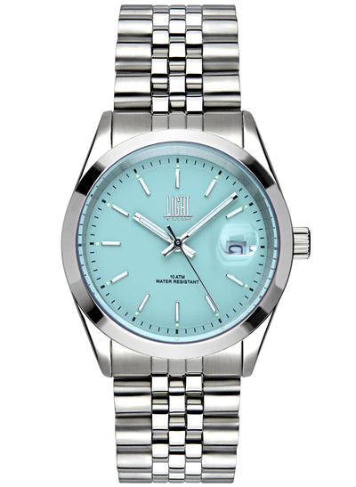 Orologio Light Time Cuba L195J-AZ - orologio uomo cassa acciaio, cinturino acciaio, quadrante colorato, diametro 36mm, datario ore 15 - Frontale