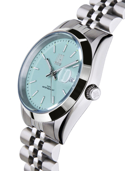 Orologio Light Time Cuba L195J-AZ - orologio uomo cassa acciaio, cinturino acciaio, quadrante colorato, diametro 36mm, datario ore 15 - Laterale