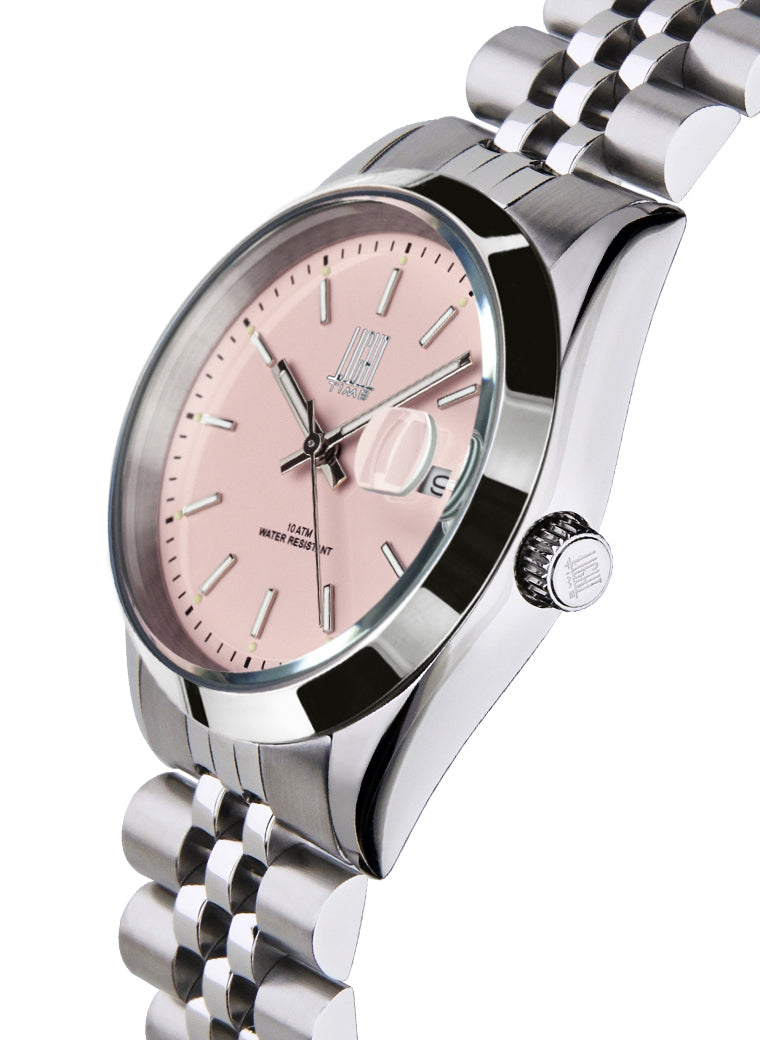 Orologio Light Time Cuba L195J-RO - orologio uomo cassa acciaio, cinturino acciaio, quadrante colorato, diametro 36mm, datario ore 15 - Laterale