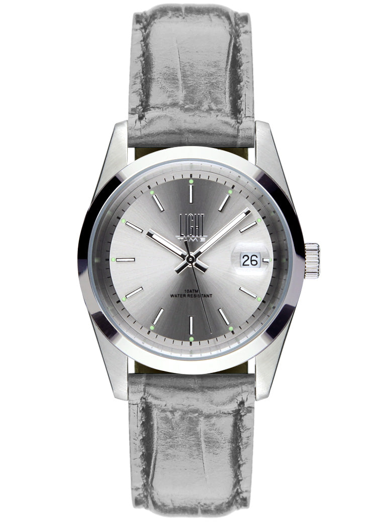 Orologio Light Time Cuba L195P-A quadrante silver cinturino pelle grigia unisex