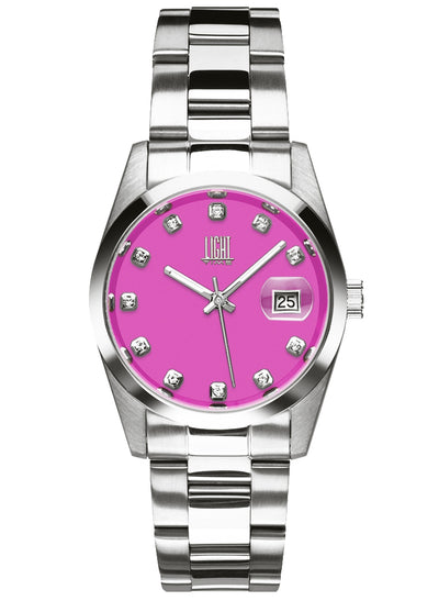 Orologio Light Time Cuba L195S-C-FU - orologio donna cassa acciaio, cinturino acciaio, quadrante con strass, diametro 36mm, datario ore 15 - Frontale