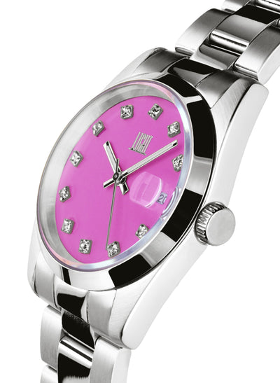 Orologio Light Time Cuba L195S-C-FU - orologio donna cassa acciaio, cinturino acciaio, quadrante con strass, diametro 36mm, datario ore 15 - Laterale