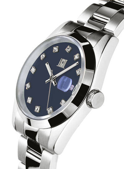 Orologio Light Time Cuba L195S-C-PE - orologio donna cassa acciaio, cinturino acciaio, quadrante con strass, diametro 36mm, datario ore 15 - Laterale