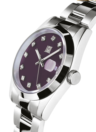 Orologio Light Time Cuba L195S-C-PR - orologio donna cassa acciaio, cinturino acciaio, quadrante con strass, diametro 36mm, datario ore 15 - Laterale