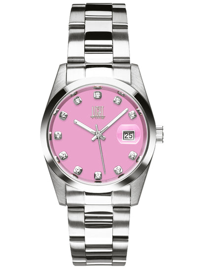 Orologio Light Time Cuba L195S-C-RO - orologio donna cassa acciaio, cinturino acciaio, quadrante con strass, diametro 36mm, datario ore 15 - Frontale