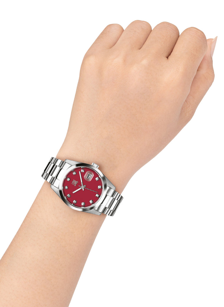 Orologio Light Time Cuba L195S-C-RU - orologio donna cassa acciaio, cinturino acciaio, quadrante con strass, diametro 36mm, datario ore 15 - Dettaglio