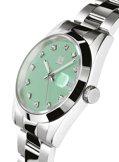 Orologio Light Time Cuba L195S-C-TIF - orologio donna cassa acciaio, cinturino acciaio, quadrante con strass, diametro 36mm, datario ore 15 - Laterale