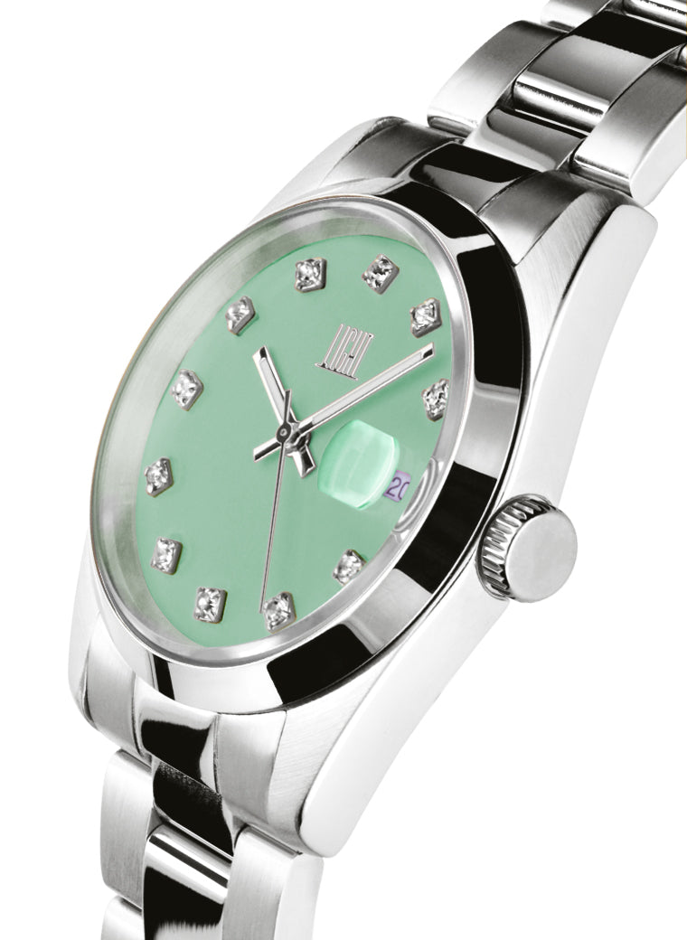 Orologio Light Time Cuba L195S-C-TIF - orologio donna cassa acciaio, cinturino acciaio, quadrante con strass, diametro 36mm, datario ore 15 - Laterale