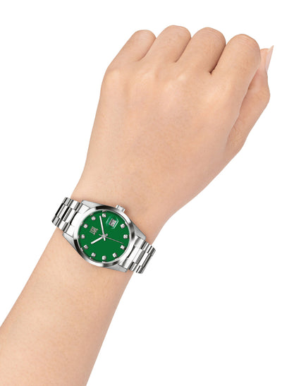 Orologio Light Time Cuba L195S-C-VE - orologio donna cassa acciaio, cinturino acciaio, quadrante con strass, diametro 36mm, datario ore 15 - Laterale