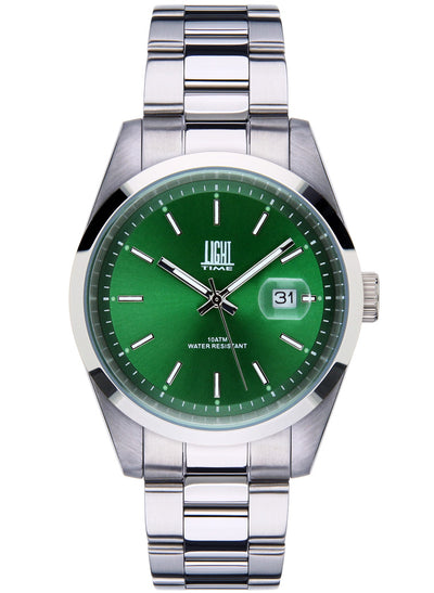 Orologio Light Time Cuba L220D - orologio uomo cassa acciaio, diametro 40mm, quadrante colorato, bracciale acciaio, datario ore 3 - Frontale