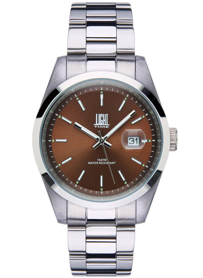 Orologio Light Time Cuba L220E - orologio uomo cassa acciaio, diametro 40mm, quadrante colorato, bracciale acciaio, datario ore 3 - Frontale