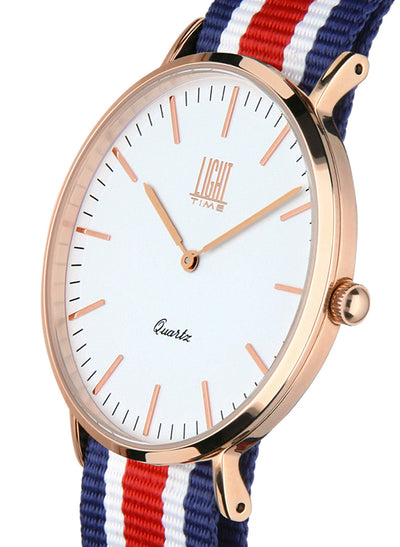 Orologio Light Time Essential L301R-N4 - Quarzo, cassa acciaio IP rosè 40mm, cinturino passante in nylon - Laterale