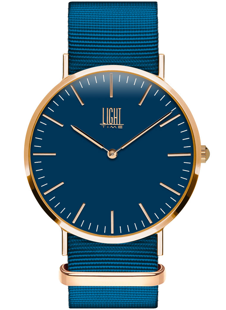 Orologio Light Time Essential L301R-NBL - quarzo cassa acciaio rosè 40mm cinturino nylon blu - Frontale