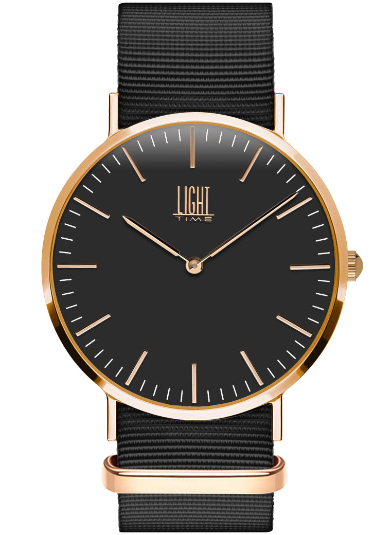 Orologio Light Time Essential L301R-NNE - quarzo cassa acciaio rosè 40mm cinturino nylon nero - Frontale