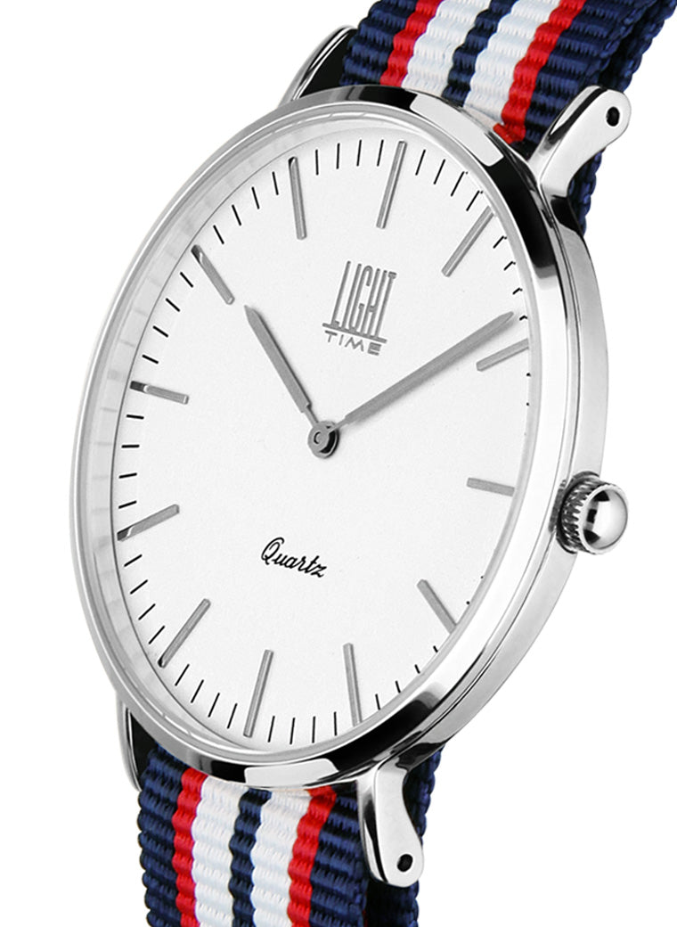 Orologio Light Time Essential L301S-N5 - Quarzo, cassa acciaio 40mm, cinturino passante in nylon - Laterale