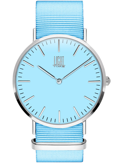 Orologio Light Time Essential L301S-NAZ - quarzo cassa acciaio 40mm cinturino nylon azzurro - Frontale
