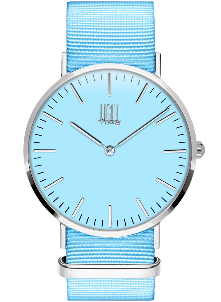 Orologio Light Time Essential L301S-NAZ - quarzo cassa acciaio 40mm cinturino nylon azzurro - Frontale