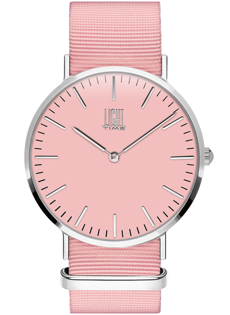 Orologio Light Time Essential L301S-NRO - quarzo cassa acciaio 40mm cinturino nylon rosa - Frontale