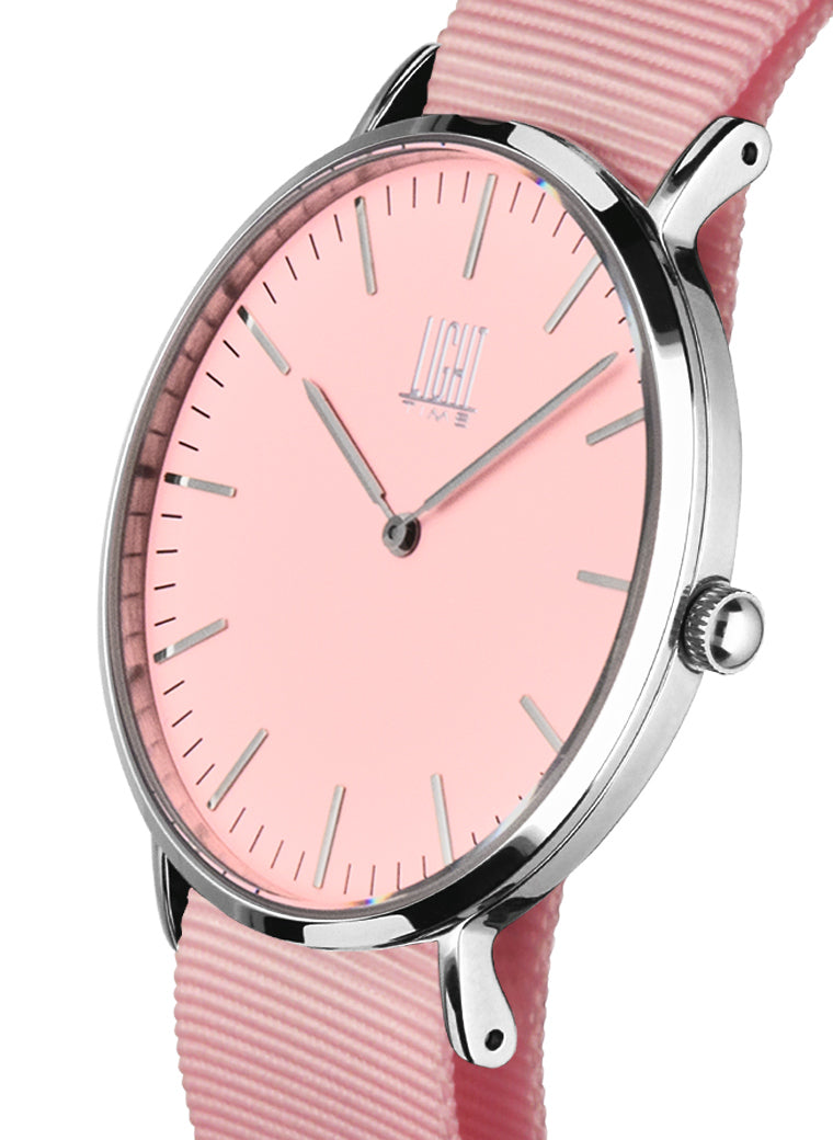 Orologio Light Time Essential L301S-NRO - quarzo cassa acciaio 40mm cinturino nylon rosa - Laterale