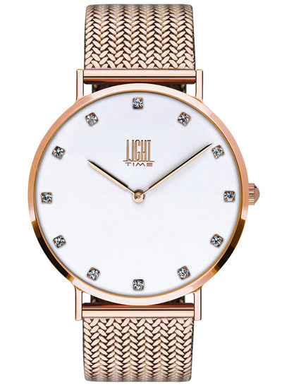 Orologio Light Time Essential L302R-A - quarzo cassa acciaio rosè quadrante strass 40mm maglia Milano - Frontale