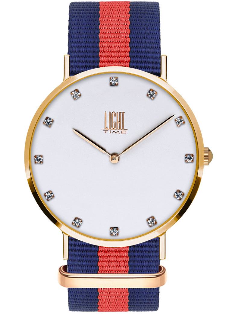 Orologio Light Time Essential L302R-N2 - Quarzo, cassa acciaio IP rosè 40mm, quadrante con strass, cinturino nylon - Frontale