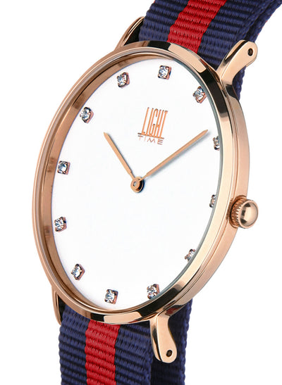 Orologio Light Time Essential L302R-N2 - Quarzo, cassa acciaio IP rosè 40mm, quadrante con strass, cinturino nylon - Laterale