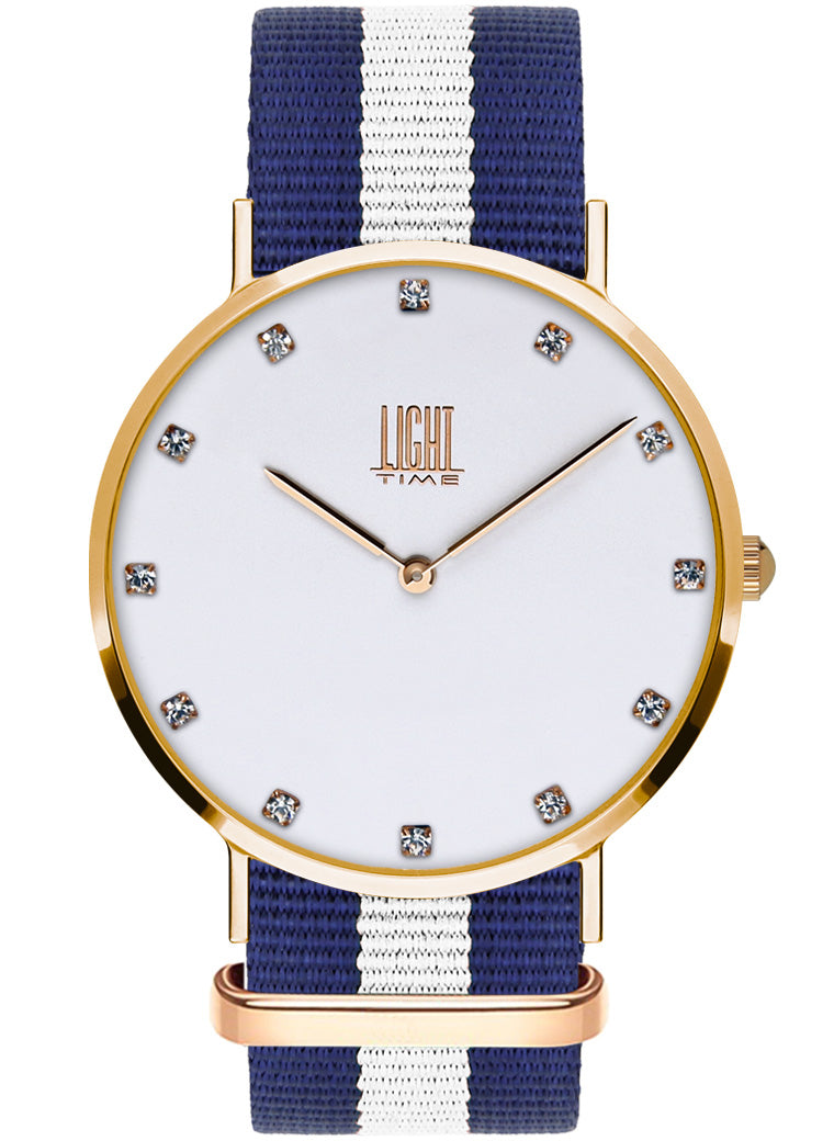 Orologio Light Time Essential L302R-N3 - Quarzo, cassa acciaio IP rosè 40mm, quadrante con strass, cinturino nylon - Frontale