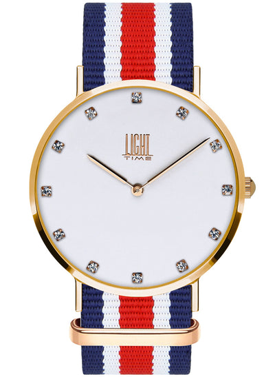 Orologio Light Time Essential L302R-N4 - Quarzo, cassa acciaio IP rosè 40mm, quadrante con strass, cinturino nylon - Frontale